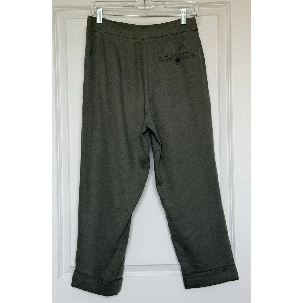 Aritzia Wilfred ALLANT‎ Women's Pants Sz 4 Green Cropped Tie Waist Linen Lyocell
